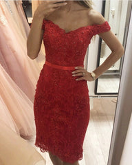Short Sheath Lace Homecoming Dresses Off Shoulder