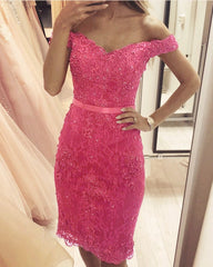 Short Sheath Lace Homecoming Dresses Off Shoulder