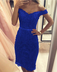 Short Sheath Lace Homecoming Dresses Off Shoulder