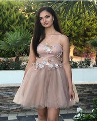 Short Sweetheart Homecoming Dresses Tulle Spaghetti Straps