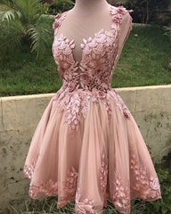 Short Tulle Homecoming Dresses Lace Embroidery