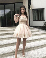 Short Tulle Homecoming Dresses Off The Shoulder Lace Embroidery