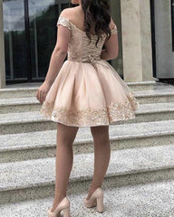 Short Tulle Homecoming Dresses Off The Shoulder Lace Embroidery