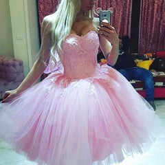 Short Tulle Lace Beaded Sweetheart Prom Homecoming Dresses