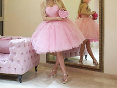 Short Tulle Lace Beaded Sweetheart Prom Homecoming Dresses