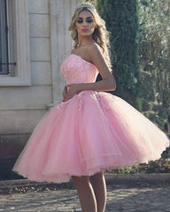 Short Tulle Lace Beaded Sweetheart Prom Homecoming Dresses