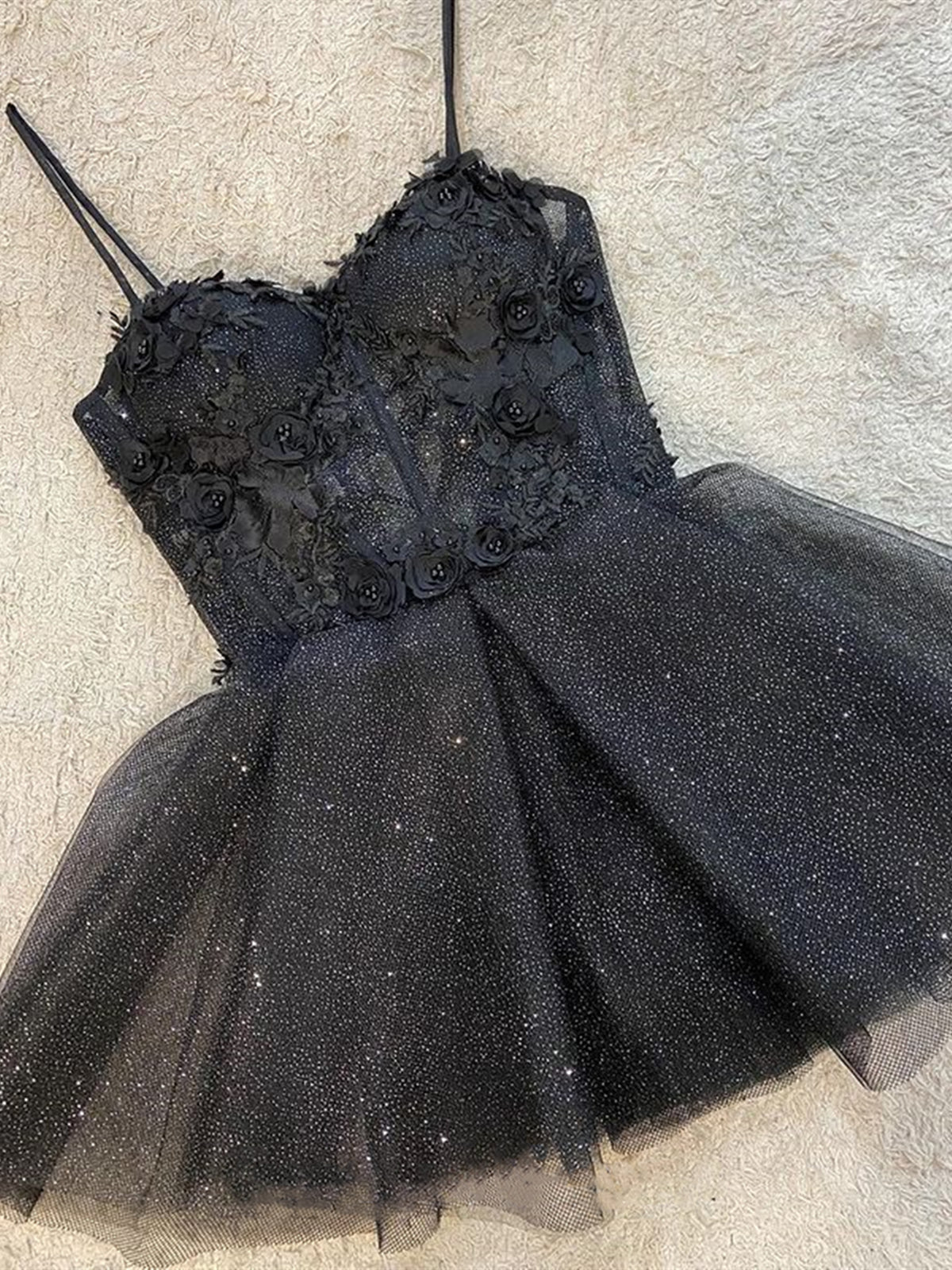 Short Black Lace Prom Dresses, Short Black Lace Graduation Homecoming Dresses