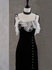 Short Black Mermaid Prom Dresses, Short Black Mermaid Graduation Formal Dresses