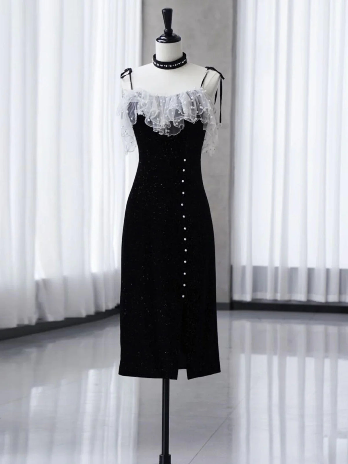 Short Black Mermaid Prom Dresses, Short Black Mermaid Graduation Formal Dresses
