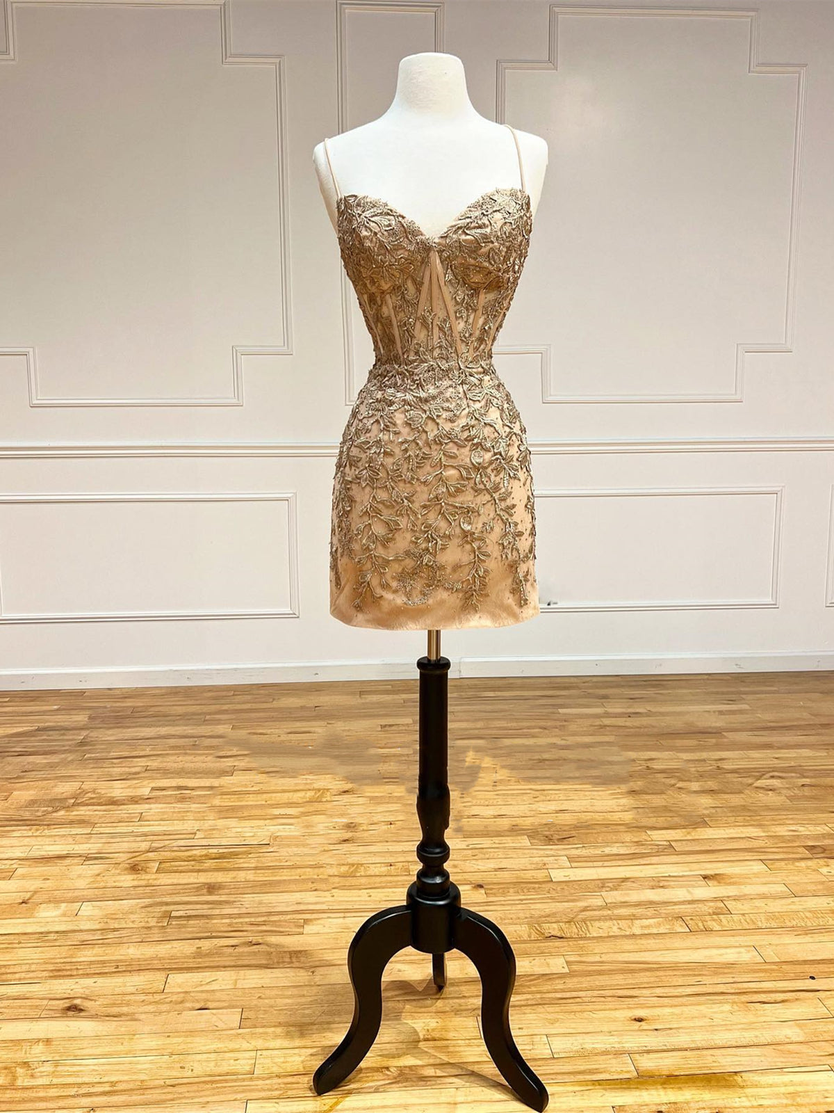 Short Champagne Lace Prom Dresses, Short Champagne Lace Formal Homecoming Dresses