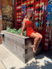 Short Red Backless Prom Dresses, Open Back Short Red Formal Homecoming Dresses