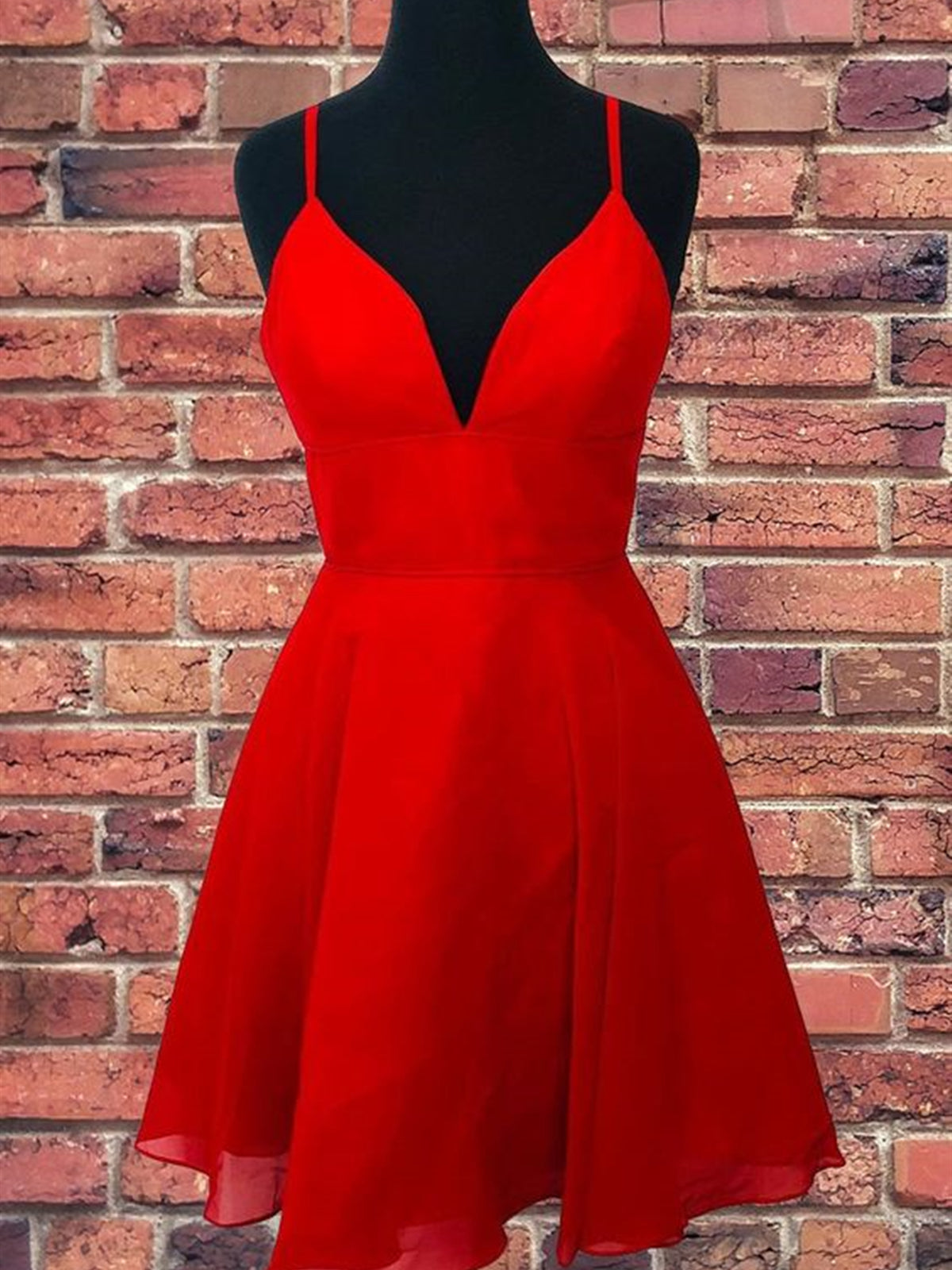 Short V Neck Red Prom Dresses, V Neck Short Red Graduation Homecoming Dresses