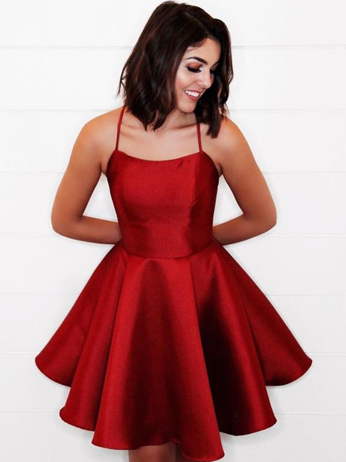 Short Burgundy/Yellow Backless Prom Dresses, Short Yellow/Burgundy Backless Formal Homecoming Dresses