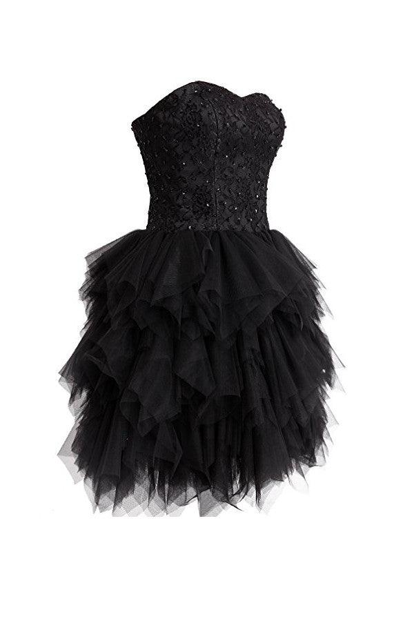 Short Lace Tulle Prom Dresses Homecoming Dresses With Beading TR0013