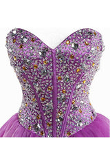 Short Purple Homecoming Dresses Short Prom Dresses With Beading TR004