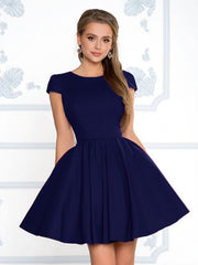 Short Sleeves Short Navy Blue/Red/Burgundy Prom Dresses, Short Sleeves Short Graduation Homecoming Formal Dresses