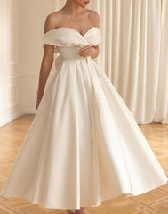 A-Line/Princess Off-The-Shoulder Ankle-Length Wedding Dress Sexy