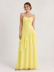 Tiered Ruffle Sweetheart Gown with Lace-Up Back Daffodil