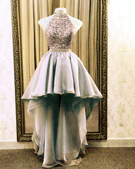High Low Prom Dresses Tulle Ruffles Sequin Halter