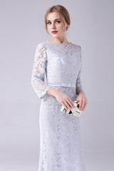 Lace Sheath Long Sleeves Floor Length Mother of the Bride Dress