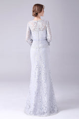 Lace Sheath Long Sleeves Floor Length Mother of the Bride Dress