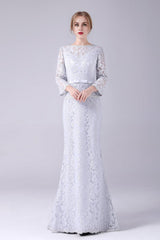 Lace Sheath Long Sleeves Floor Length Mother of the Bride Dress