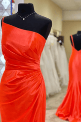 Simple Satin Long Prom Dresses Mermaid One Shoulder Summer Wedding Guest Dress