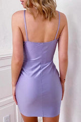 Simple Sleeveless Elastic Satin Stretch Crepe Mini Homecoming Dress HD0193