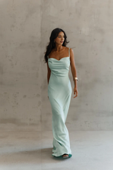Simple Sleeveless Off-the-Shoulder Open Back A-line Lace Up Bridesmaid Dress Wedding Dress With Floor Length