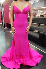 Simple V-Neck Formal Evening Dresses Mermaid Long Prom Dresses TP1163
