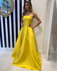 Sleeveless Satin Prom Long Dresses
