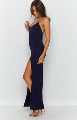 Slip Formal Dress Sparkly Satin Cross Back Prom Dresses TP0972