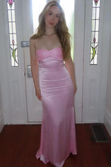 Chic Halter Sweetheart with Sequins Satin Long Prom Party Formal Dress