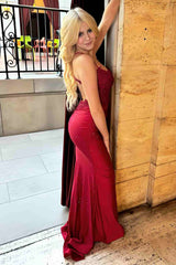 Hunter Green Lace Backless Mermaid Long Prom Dress