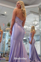 Rhinestone Halter V-Neck Royal Blue Mermaid Slit Prom Dress