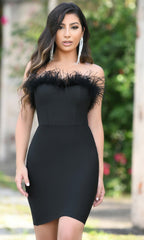 Sochi Mini Strapless Feather Party Dress