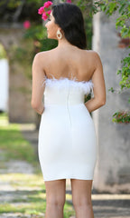 Sochi Mini Strapless Feather Party Dress