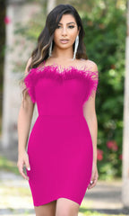 Sochi Mini Strapless Feather Party Dress