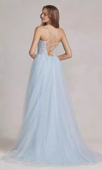 Soft corset, sheer lace, tight corset with side slits, hem hanging down Prom Dresses