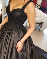 Spaghetti Straps Sweetheart Ball Gown Dresses Appliques