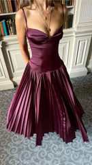 Spaghetti Straps A-Line Evening Party Dress,AST1695