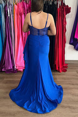 Spaghetti Straps Mermaid Burgundy Long Prom Dress TP1332