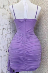 Spaghetti Straps Pleats Cute Homecoming Dress Mini Party Dress TN410