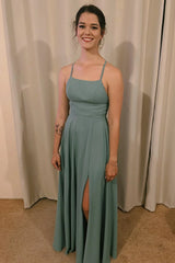 Spaghetti Straps Sage Green Long Bridesmaid Dress/Formal Women's Dresses