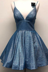 Spaghetti Straps V Neck Short Prom Dresses, Short V Neck Formal Homecoming Dresses