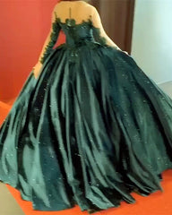 Sparkle Velvet Ball Gown Quinceanera Dresses Long Sleeves
