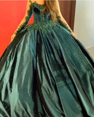 Sparkle Velvet Ball Gown Quinceanera Dresses Long Sleeves