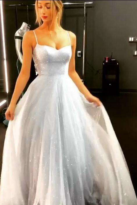 Sparkly Backless Dress Floor Length Prom Dresses Long Evening Gowns TP0950