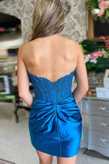 Sparkly Strapless Beaded Appliques Fuchsia Homecoming Dress TN432