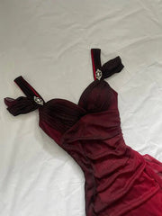 Special Burgundy Black Chiffon Long Prom Dress, AST880